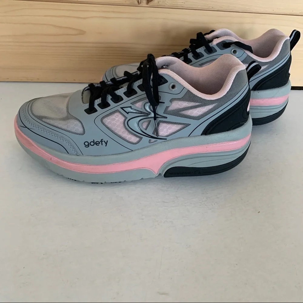 gdefy Pink and Grey & Black Lace‎ Up Shoes Size 9.5